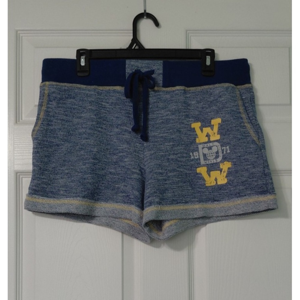 Walt Disney World Women Blue Marl French Terry Lounge Shorts 1971 Logo Size L